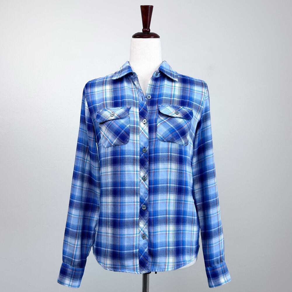 Marmot Blue Red Plaid Woven Collared Button-Up Two Pocket Long Sleeve Shirts XS